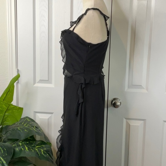 PrettyLittleThing -  NWT Black Chiffon Frill Cut Out Maxi Dress Size 6 - Picture 9 of 16